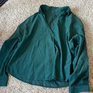 Green long sleeve collared shirt